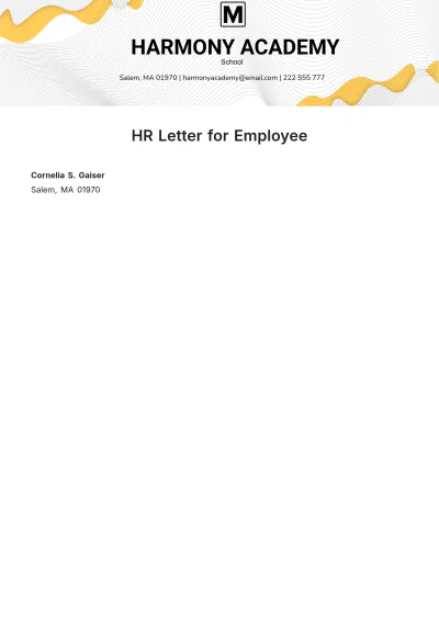 Free HR Letter for Employee Template to Edit Online