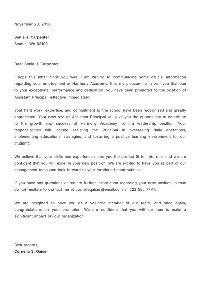 Free HR Letter for Employee Template to Edit Online