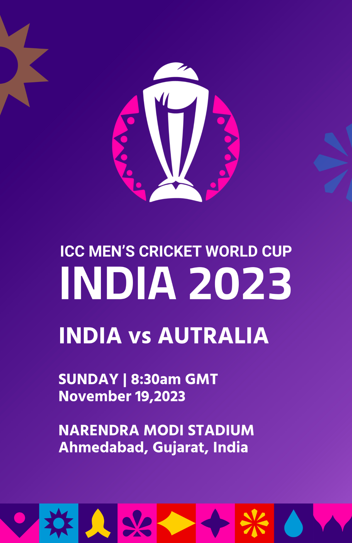 2023 ICC Men's Cricket World Cup Schedule Poster