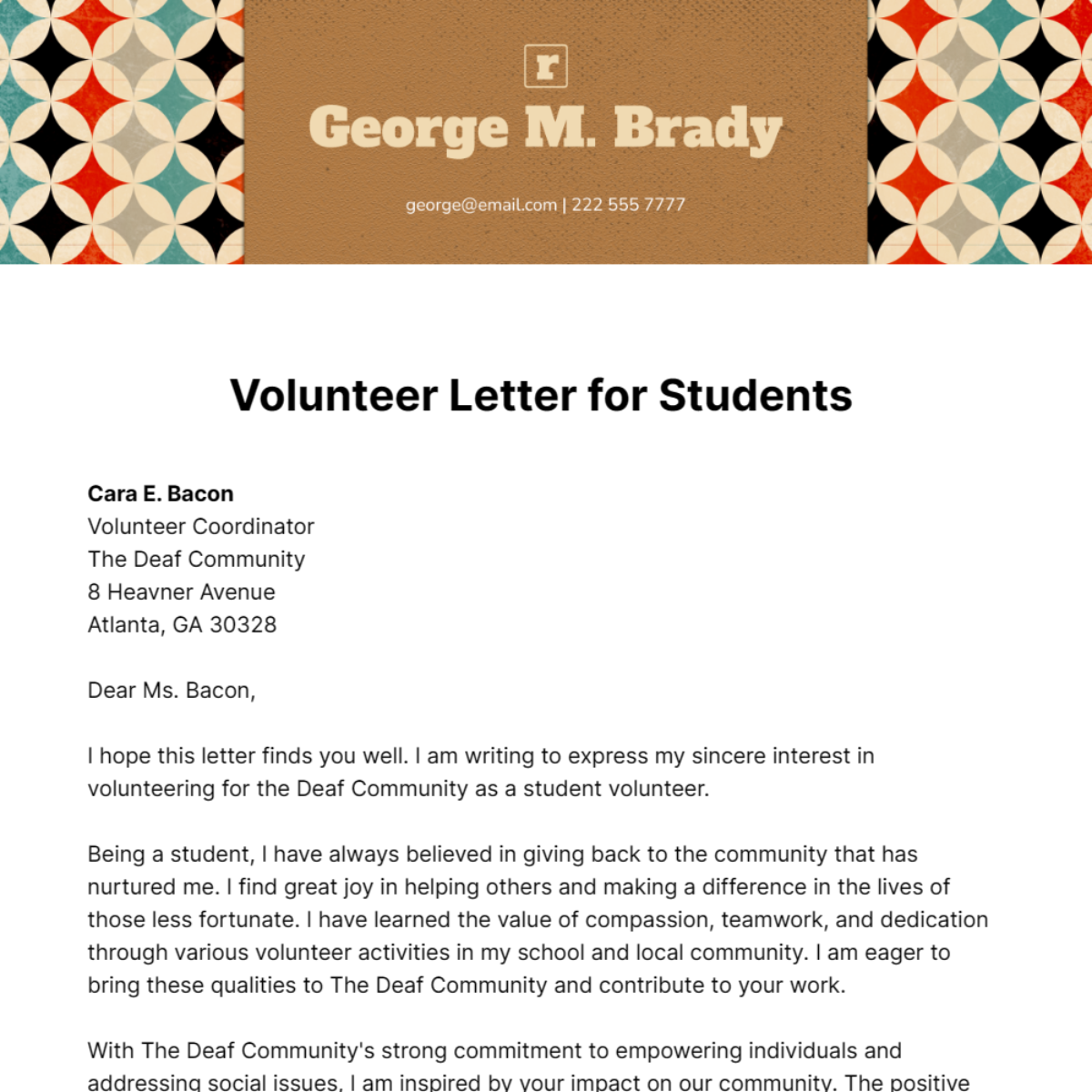 FREE Volunteer Letter Templates Examples Edit Online Download 