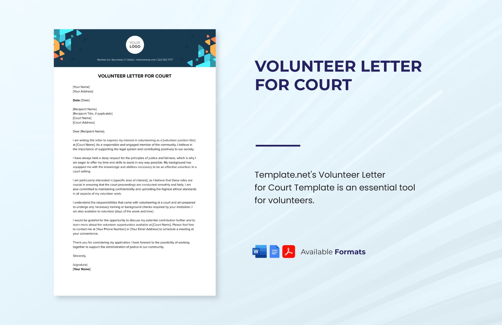Free Volunteer Letter for Court