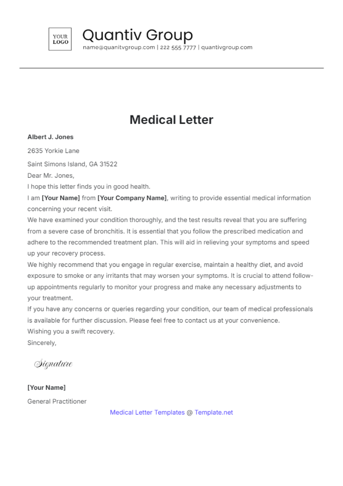 Medical Letter Template - Edit Online & Download