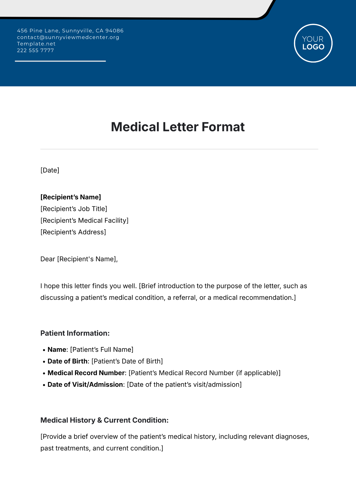Free Medical Treatment Letter From Doctor Template To Edit Online