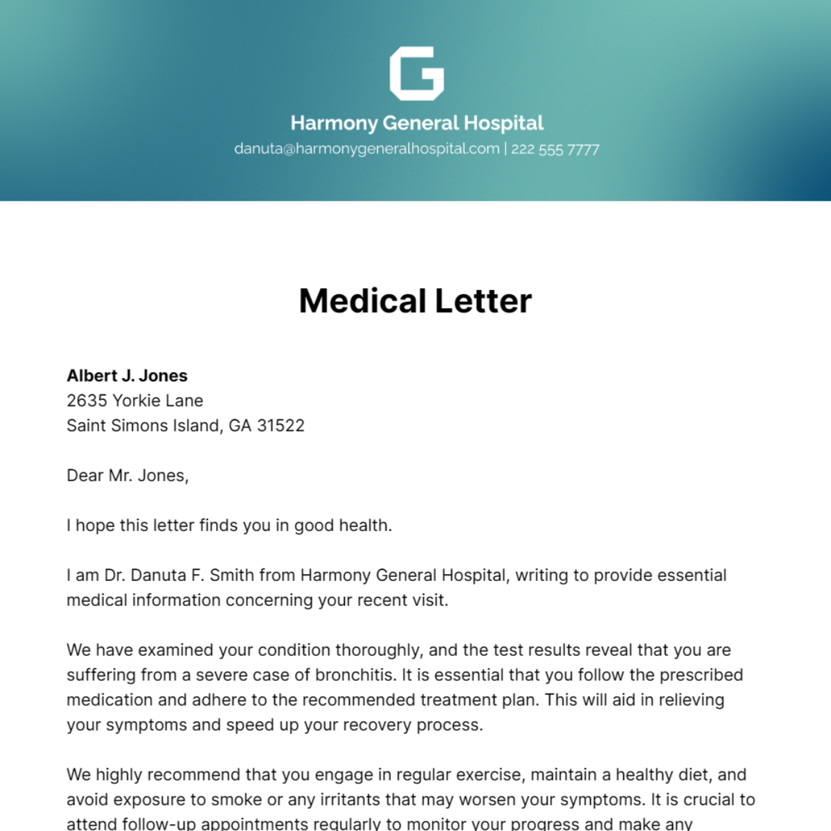 Medical Letter Template