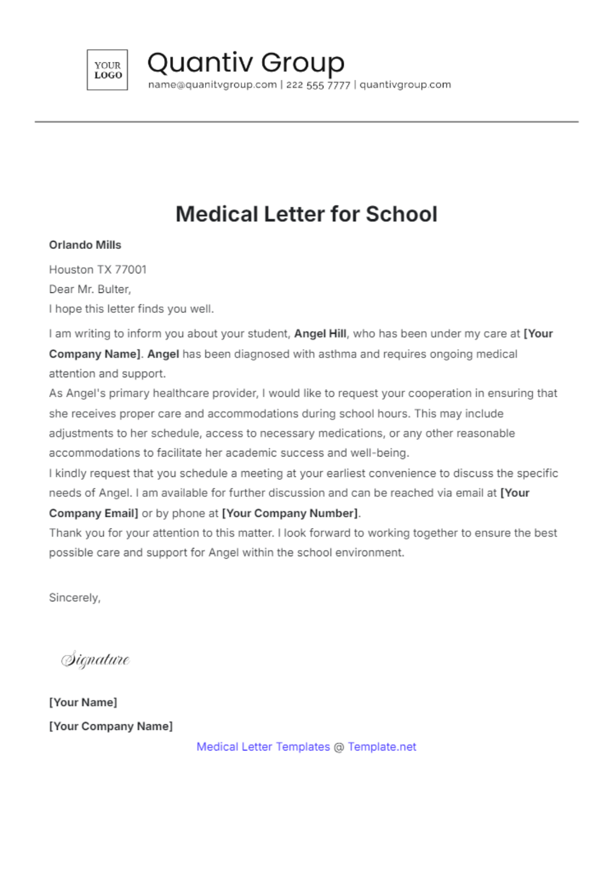 Medical Letter for School Template - Edit Online & Download