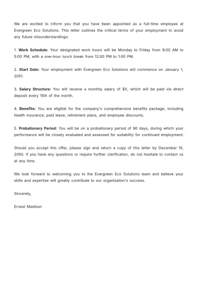 Free Appointment Letter from HR Template to Edit Online