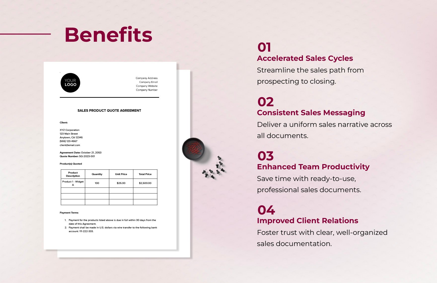 Sales Product Quote Agreement Template