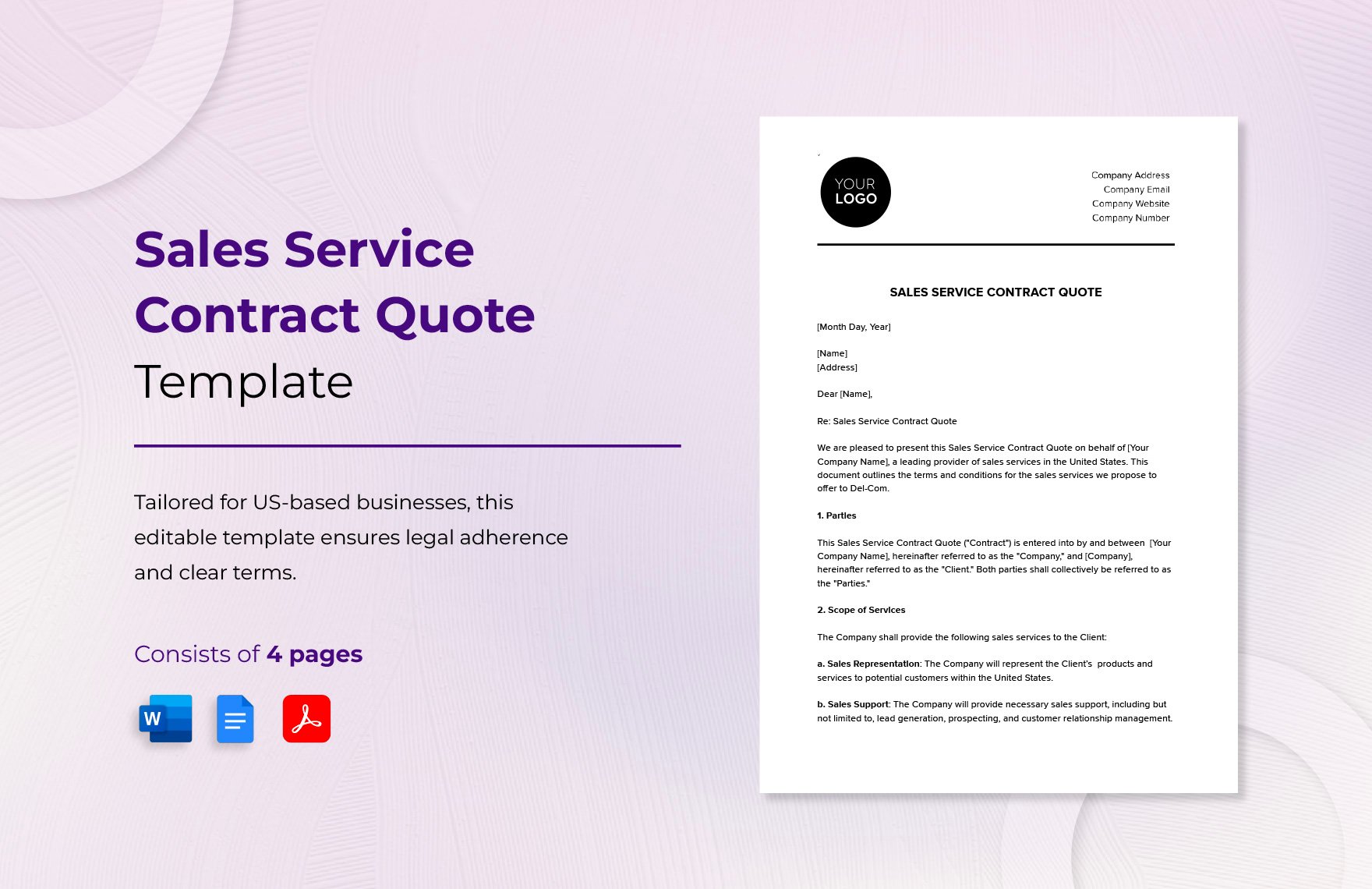 Sales Service Contract Quote Template