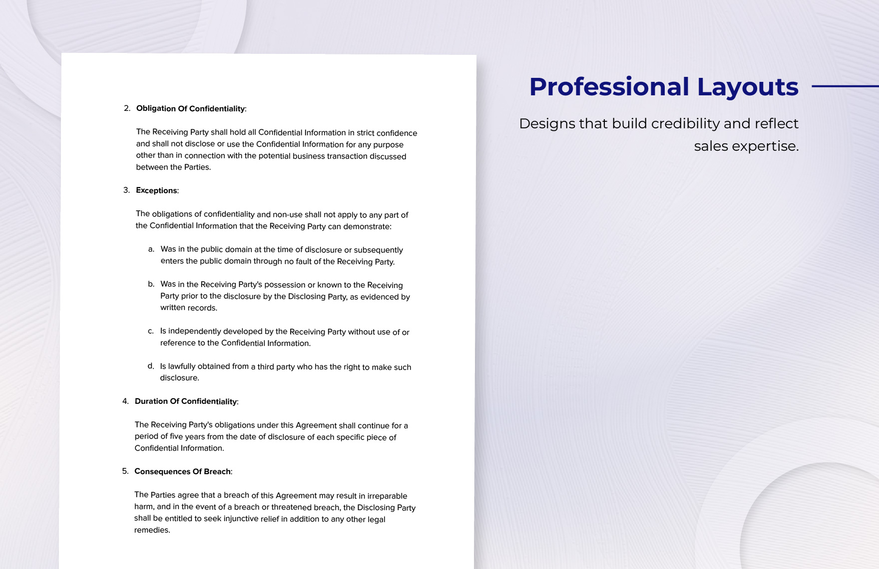 Sales Proposal Confidentiality NDA Template