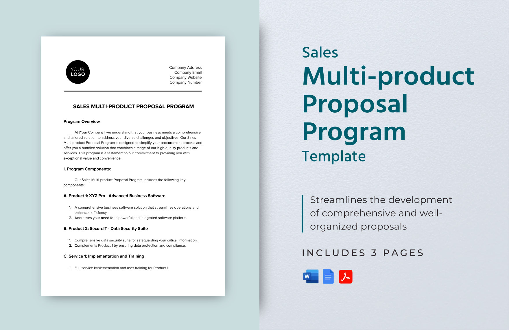 Sales Multi-product Proposal Program Template in Word, Google Docs, PDF
