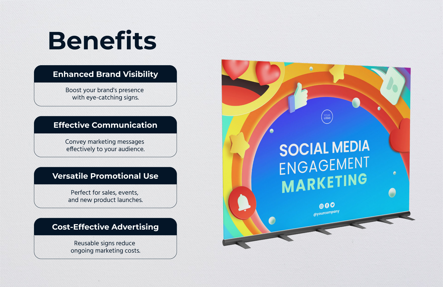 Social Media Engagement Marketing Sign Template