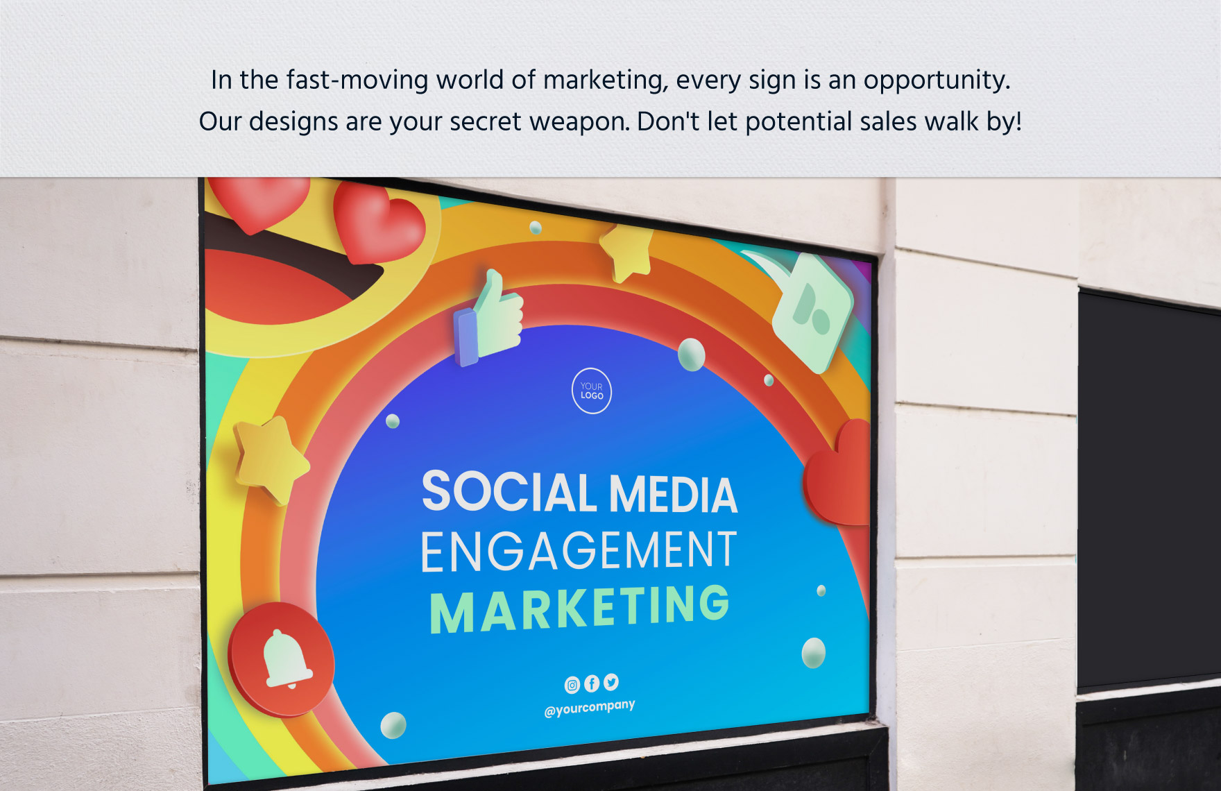 Social Media Engagement Marketing Sign Template