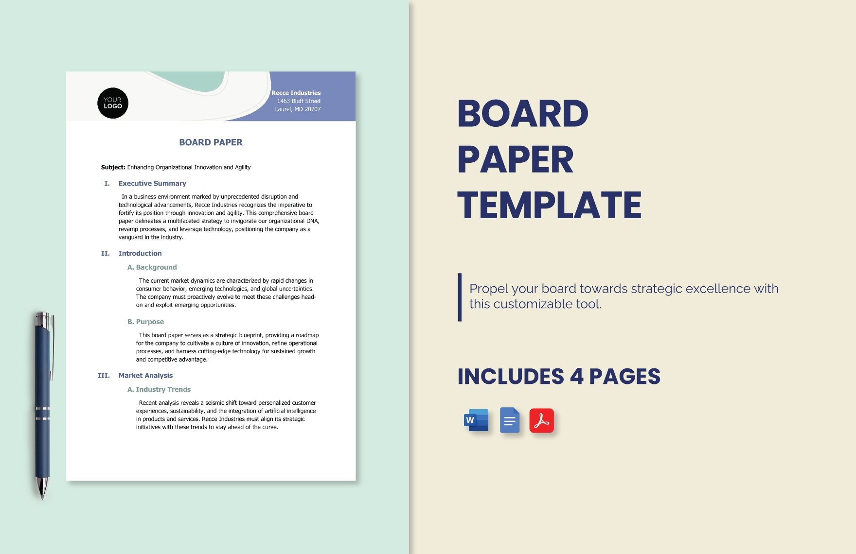 Board Paper Template Download in Word, Google Docs, PDF