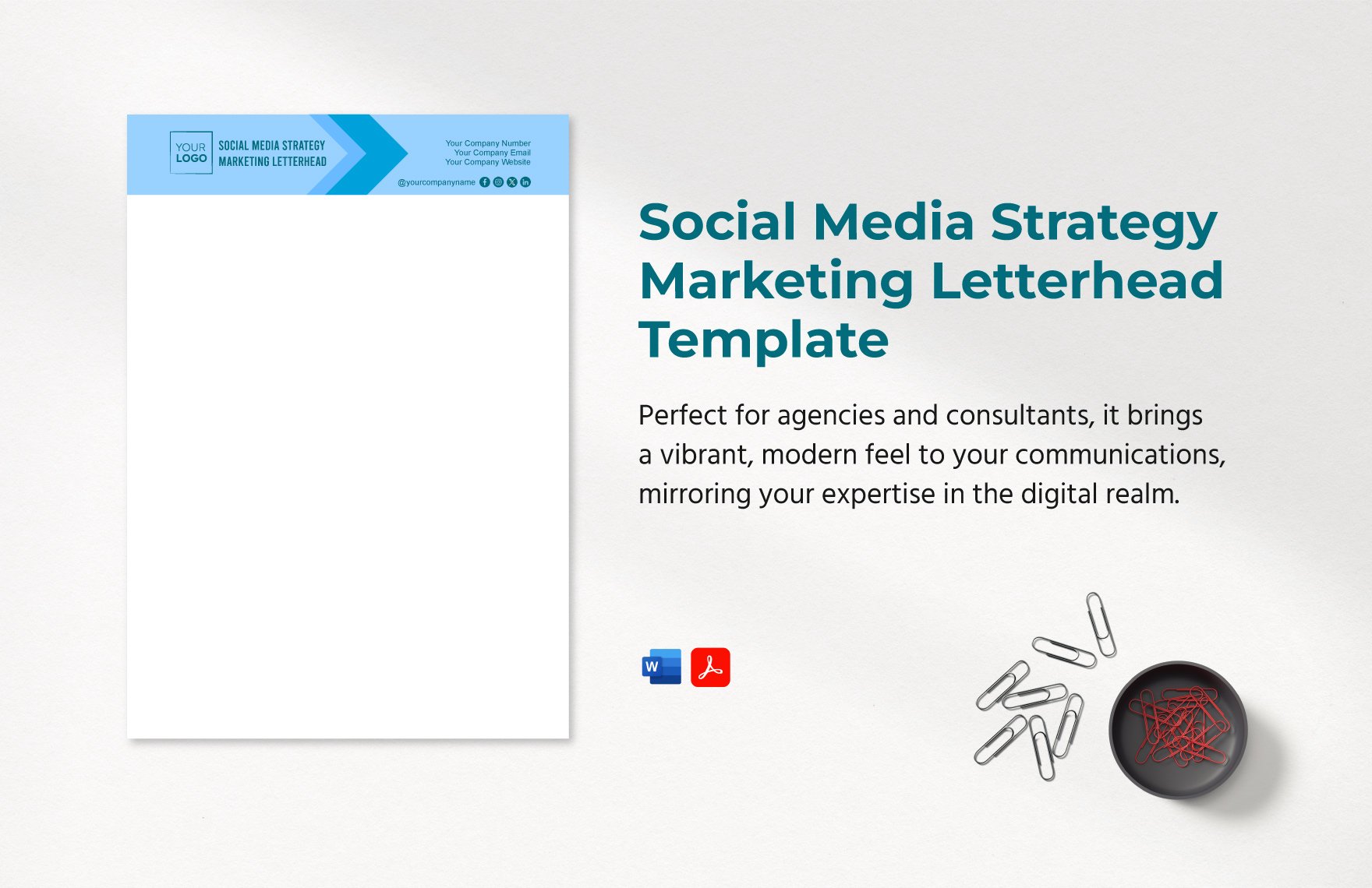 Social Media Strategy Marketing Letterhead Template