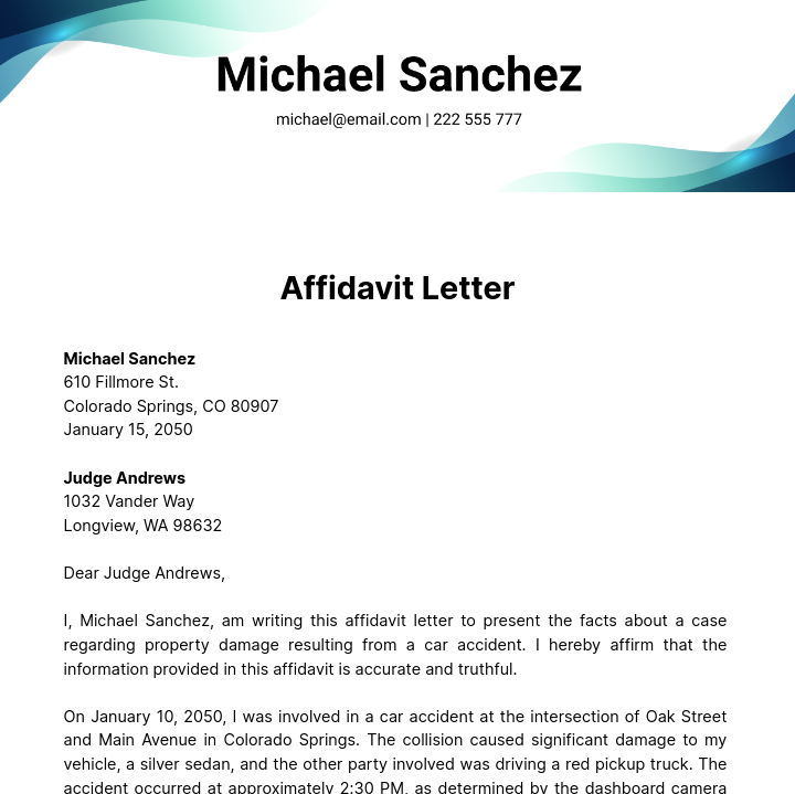 Affidavit Letter Template