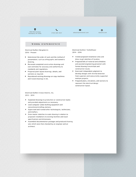 Electrical Drafter Resume Template