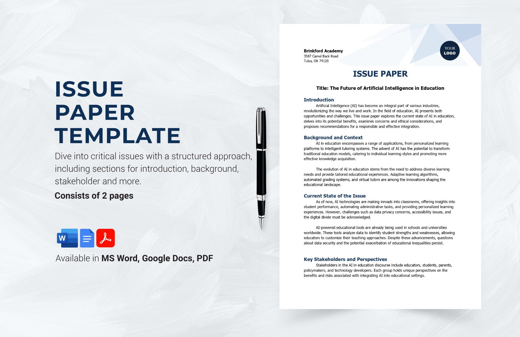 Free Issue Paper Template in Word, Google Docs, PDF