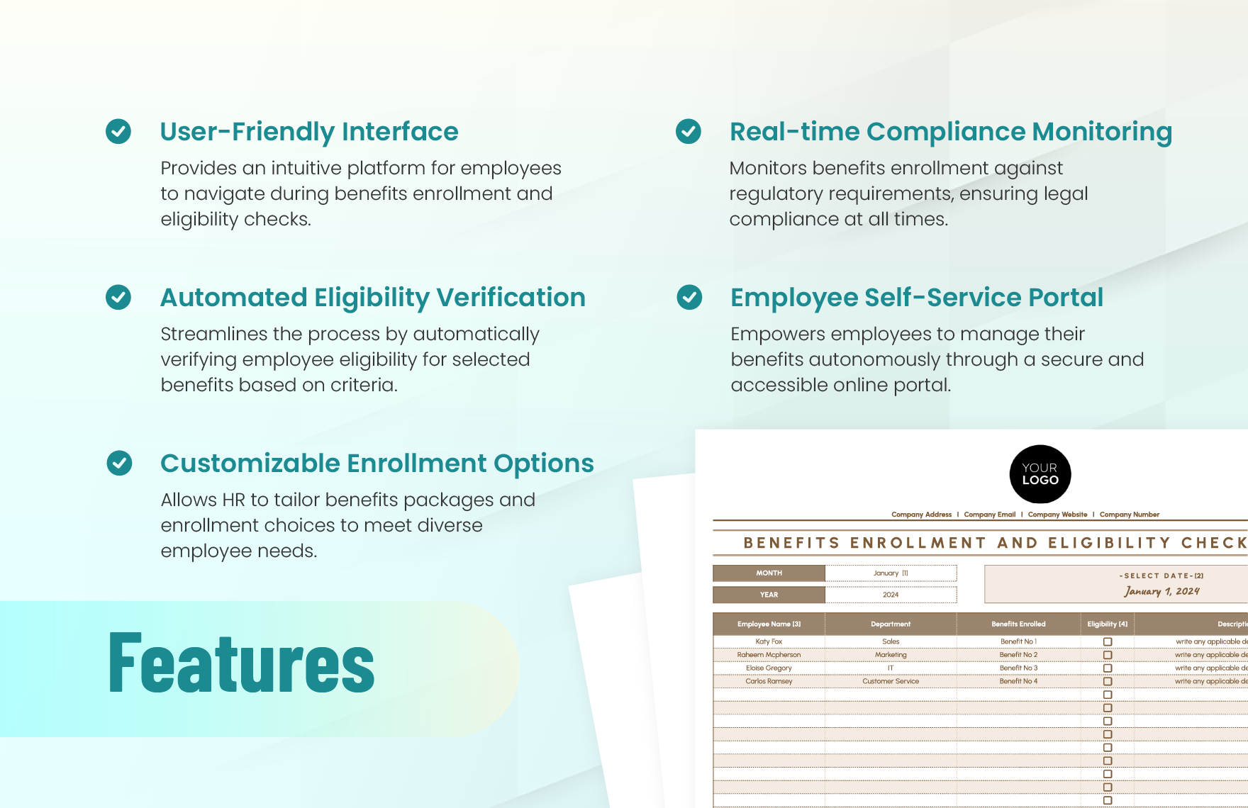 Benefits Enrollment and Eligibility Checker HR Template