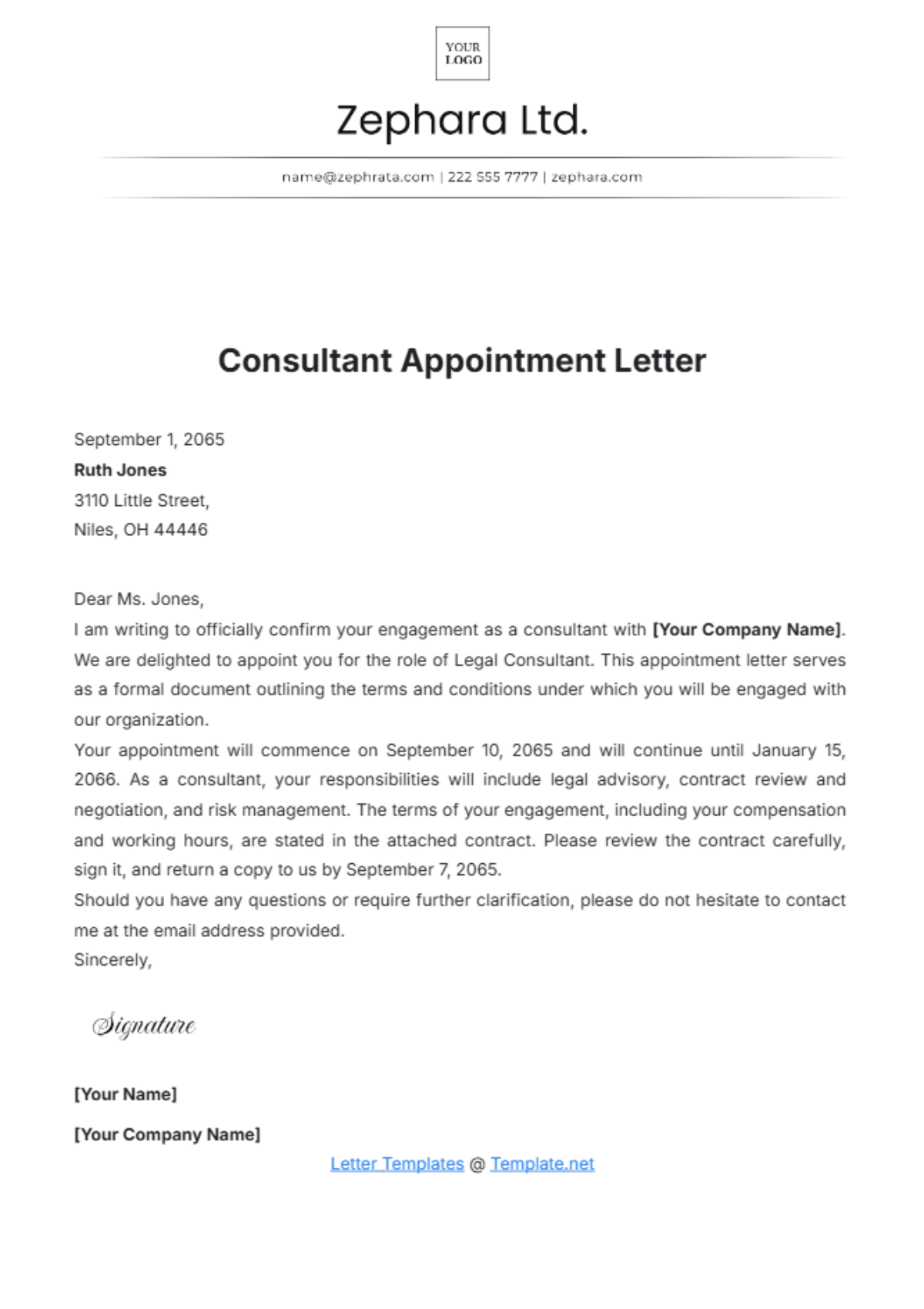 Consultant Appointment Letter Template