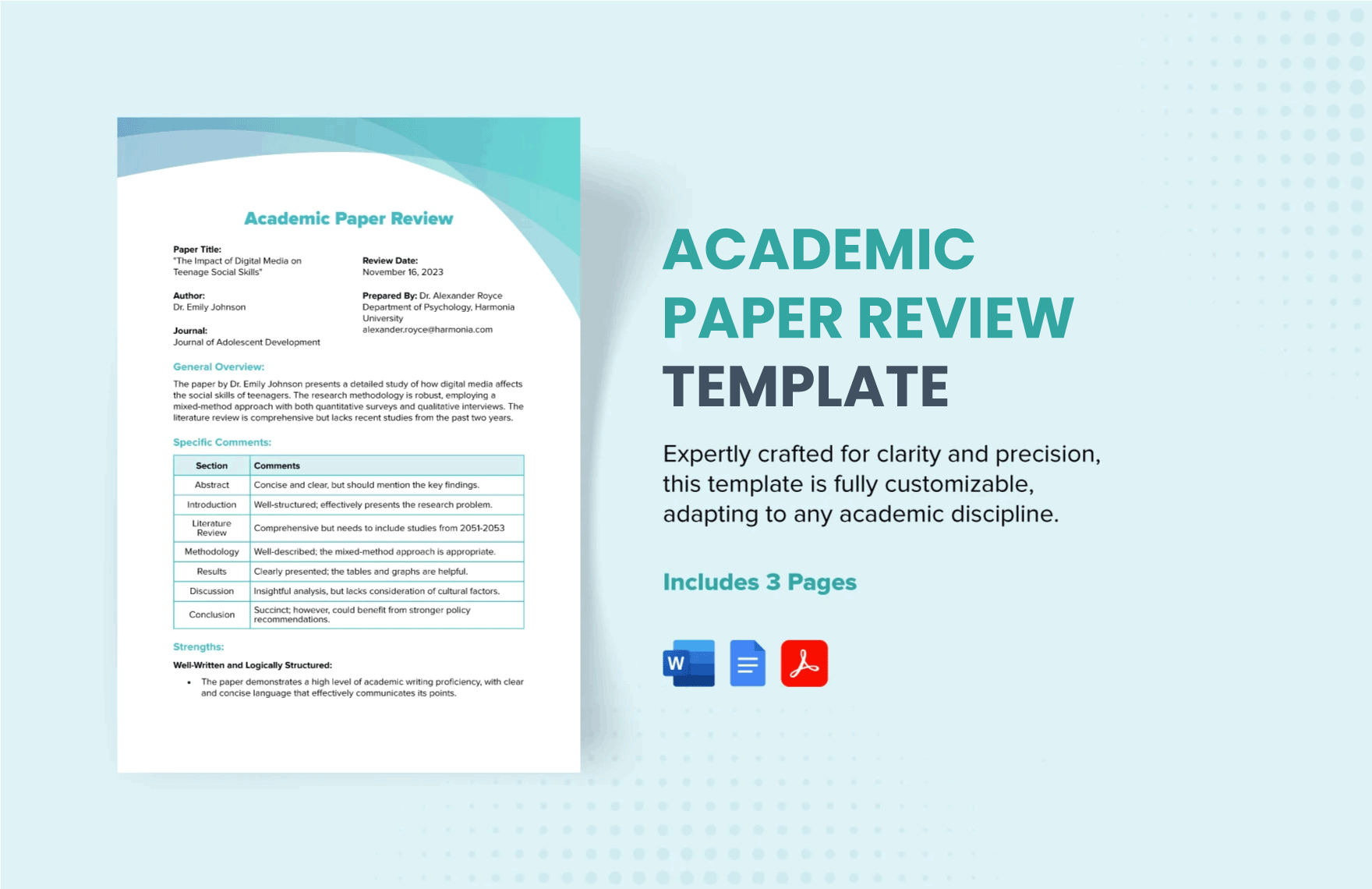 Free Academic Paper Review Template in Word, Google Docs, PDF