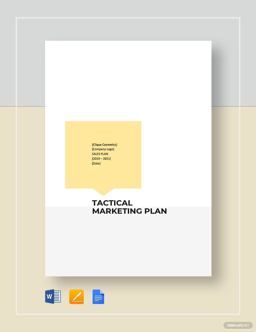 Tactical Marketing Plan Template in Google Docs Word Pages Download