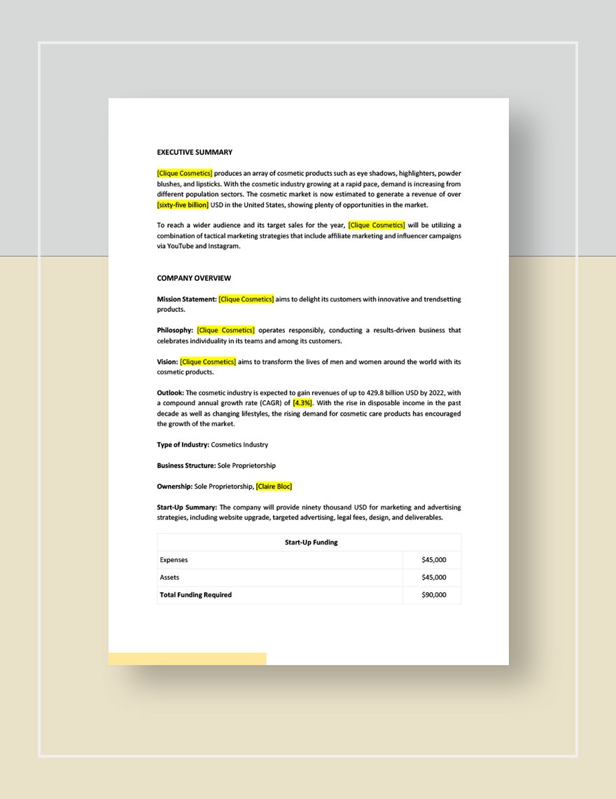 Tactical Marketing Plan Template in Google Docs Word Pages Download