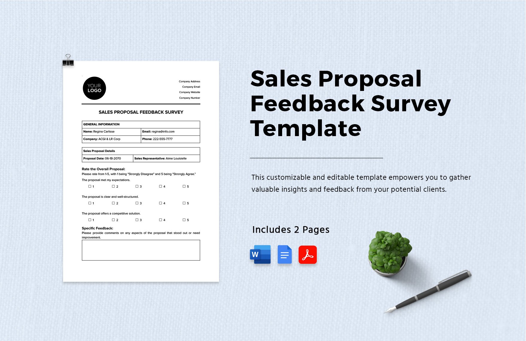Sales Proposal Feedback Survey Template