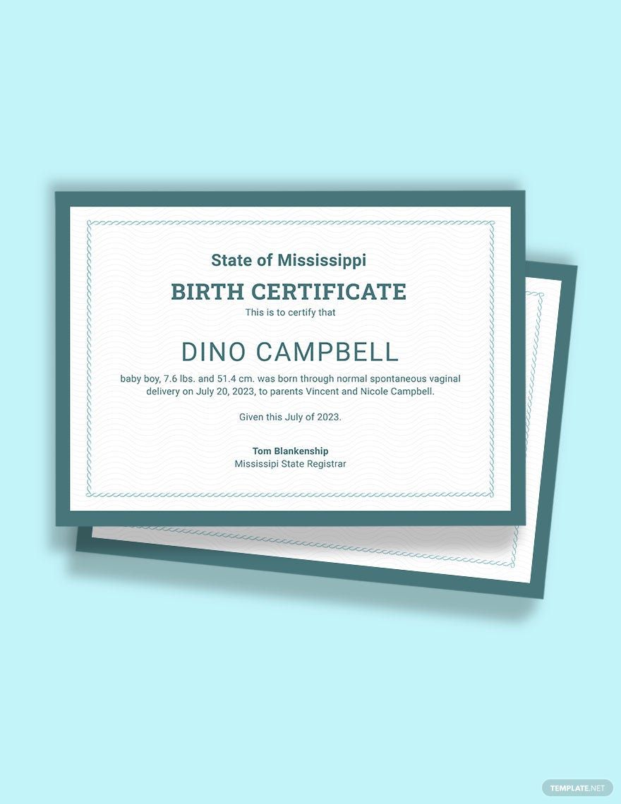 Basic Birth Certificate Template