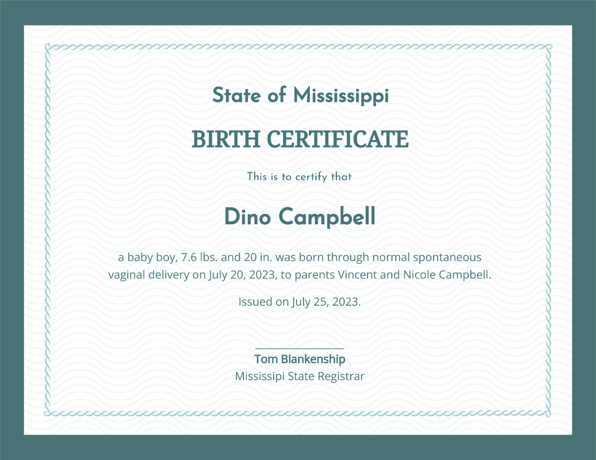 Free Basic Birth Certificate