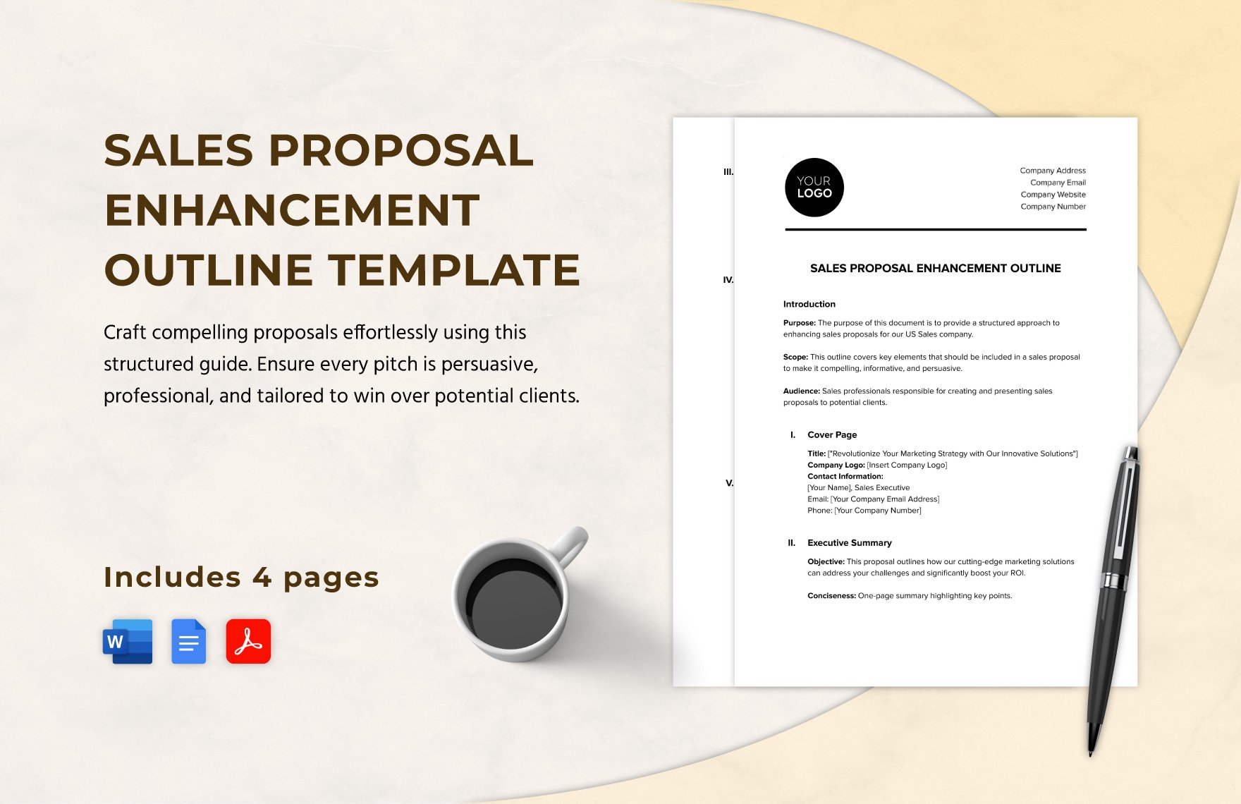 Sales Proposal Enhancement Outline Template in Word, Google Docs, PDF
