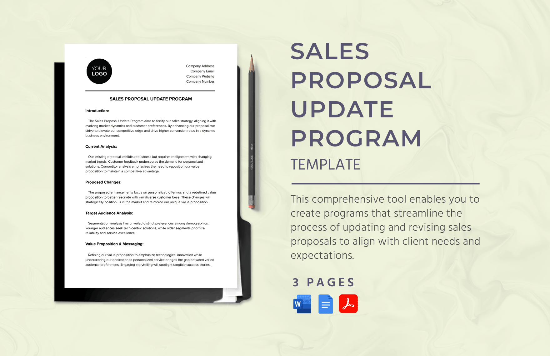 Sales Proposal Update Program Template in Word, Google Docs, PDF