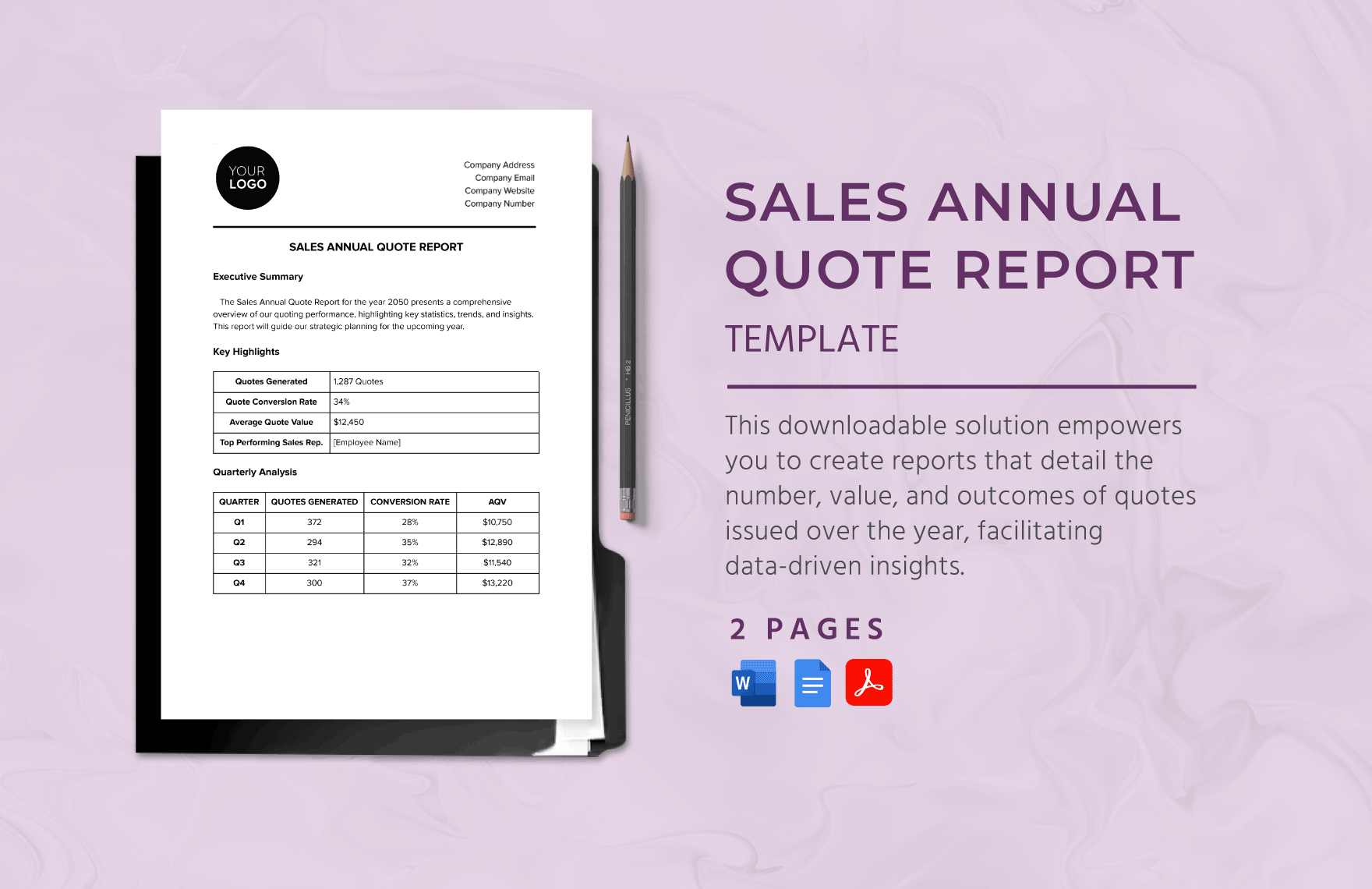 Sales Annual Quote Report Template