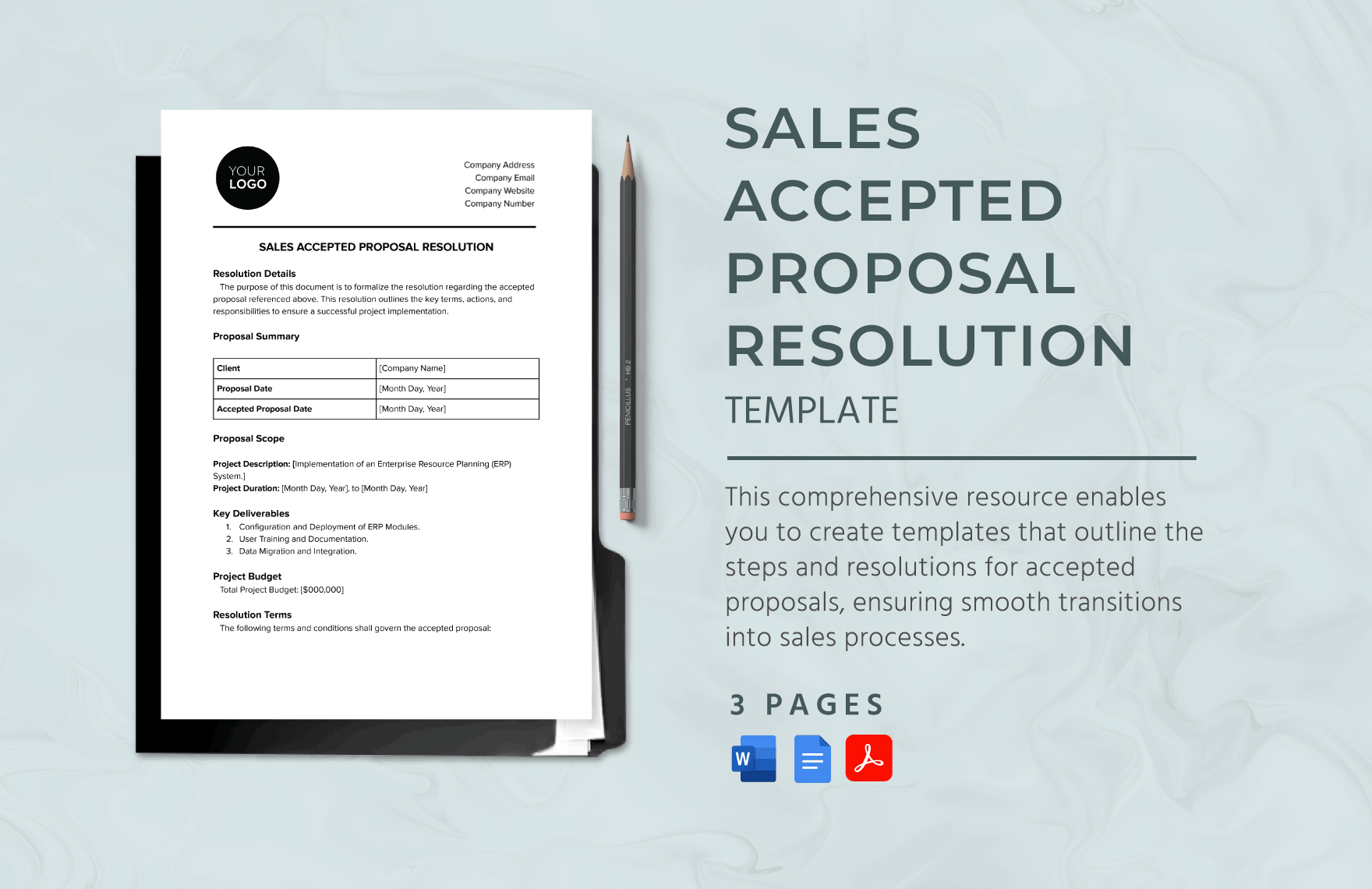 Sales Accepted Proposal Resolution Template in Word, Google Docs, PDF