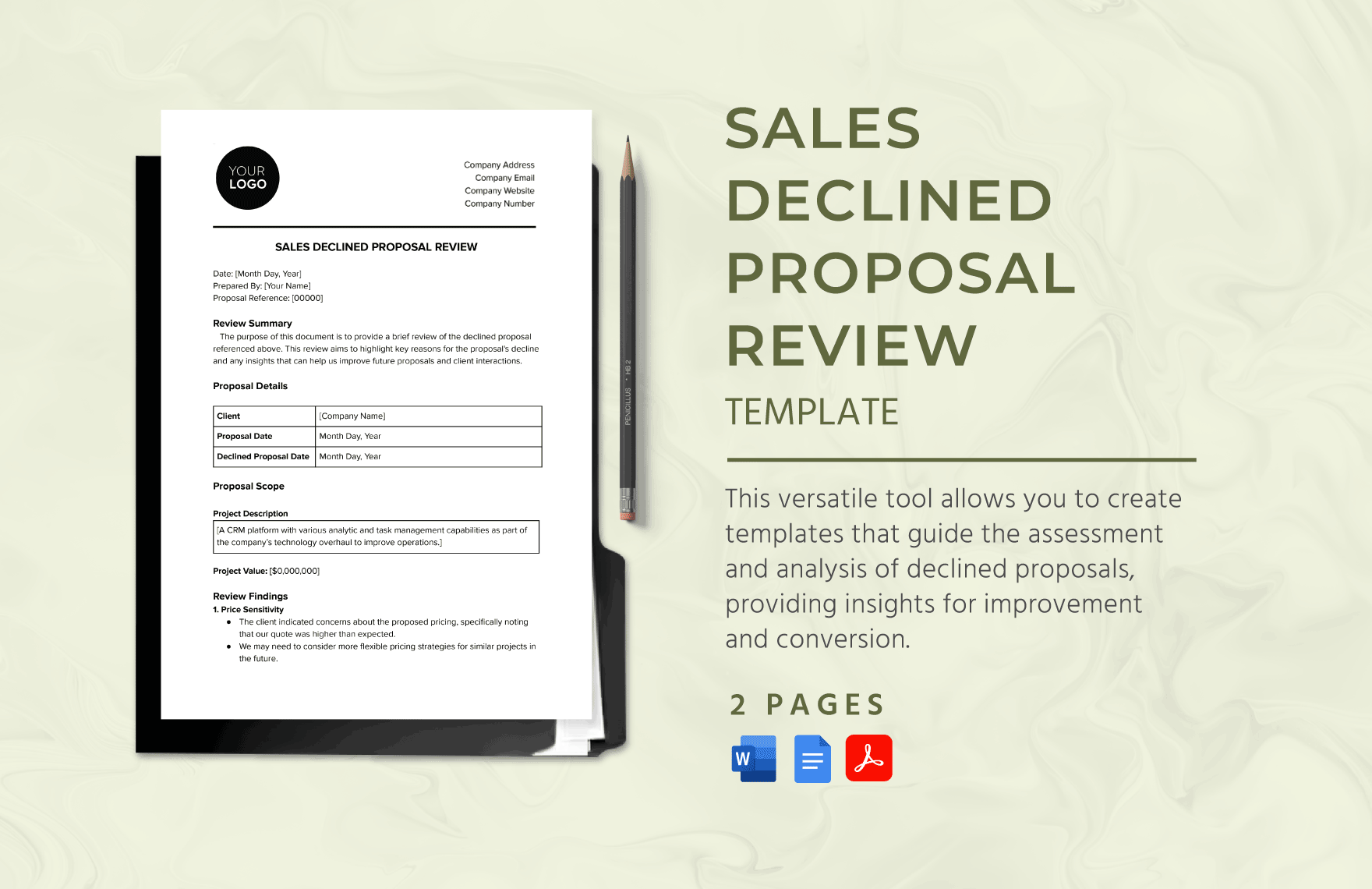 Sales Declined Proposal Review Template in Word, Google Docs, PDF