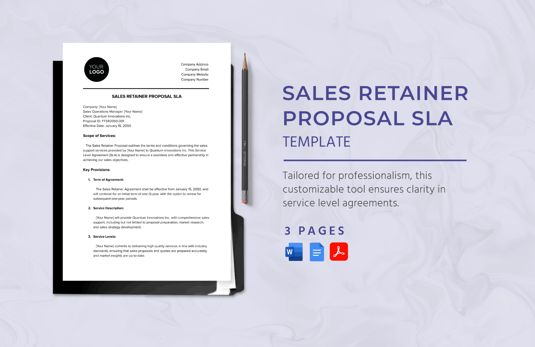 Sales Retainer Proposal SLA Template in Word, Google Docs, PDF