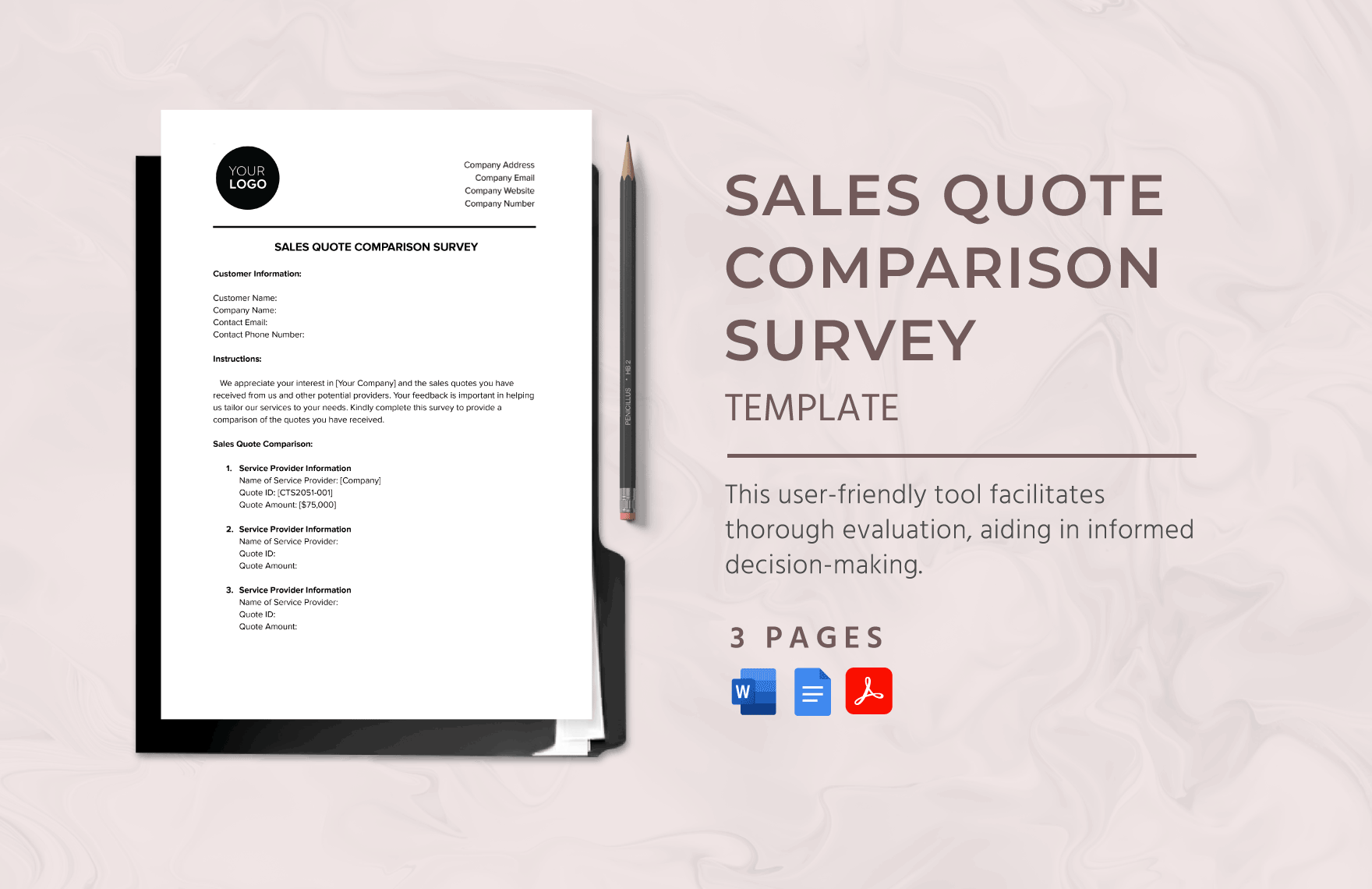 Sales Quote Comparison Survey Template in Word, Google Docs, PDF