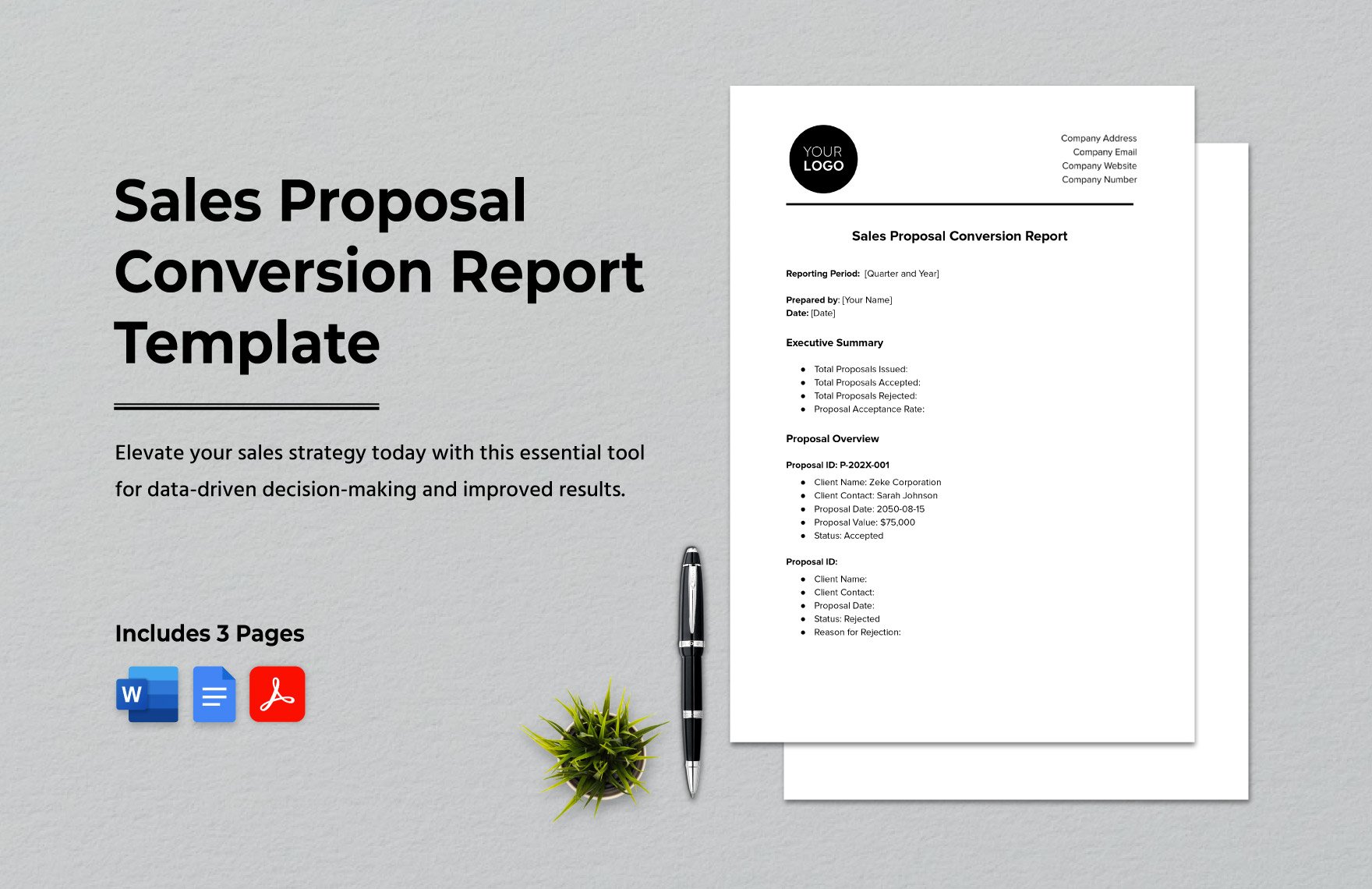 Sales Proposal Conversion Report Template in Word, Google Docs, PDF