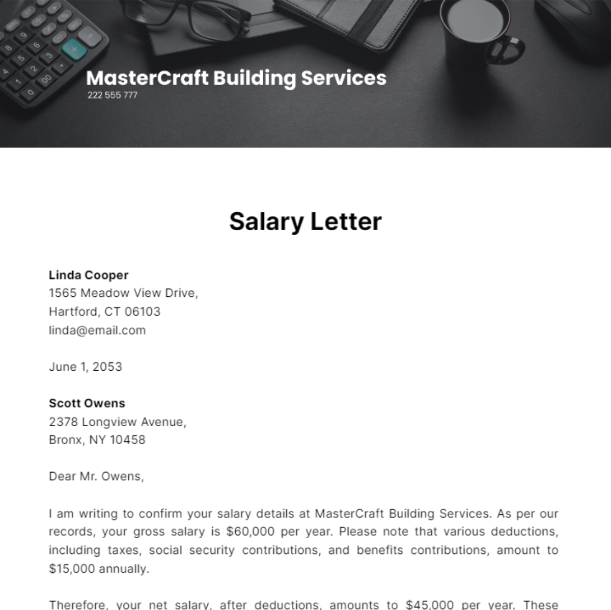 Salary Letter Template