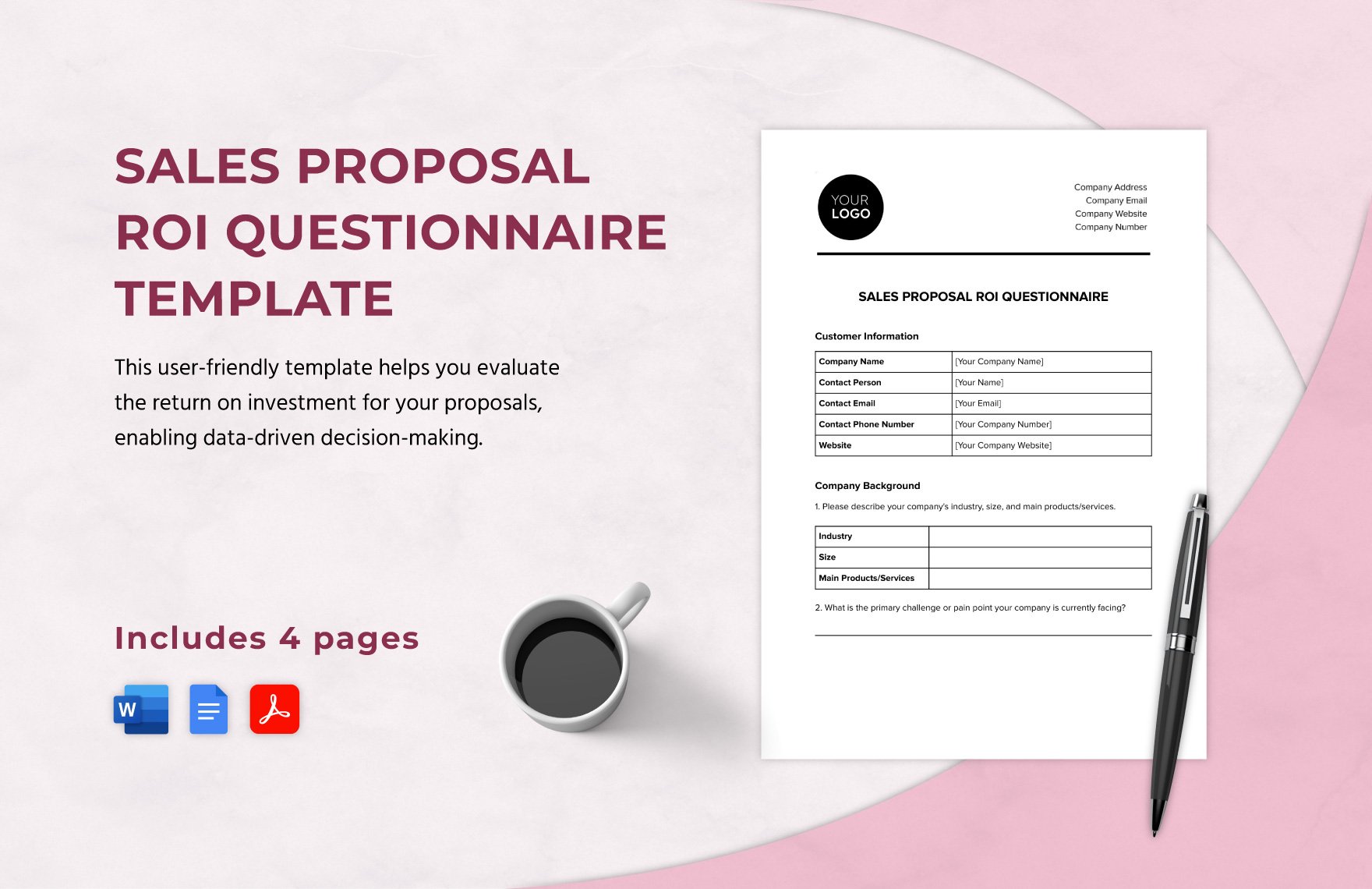 Sales Proposal ROI Questionnaire Template in Word, Google Docs, PDF