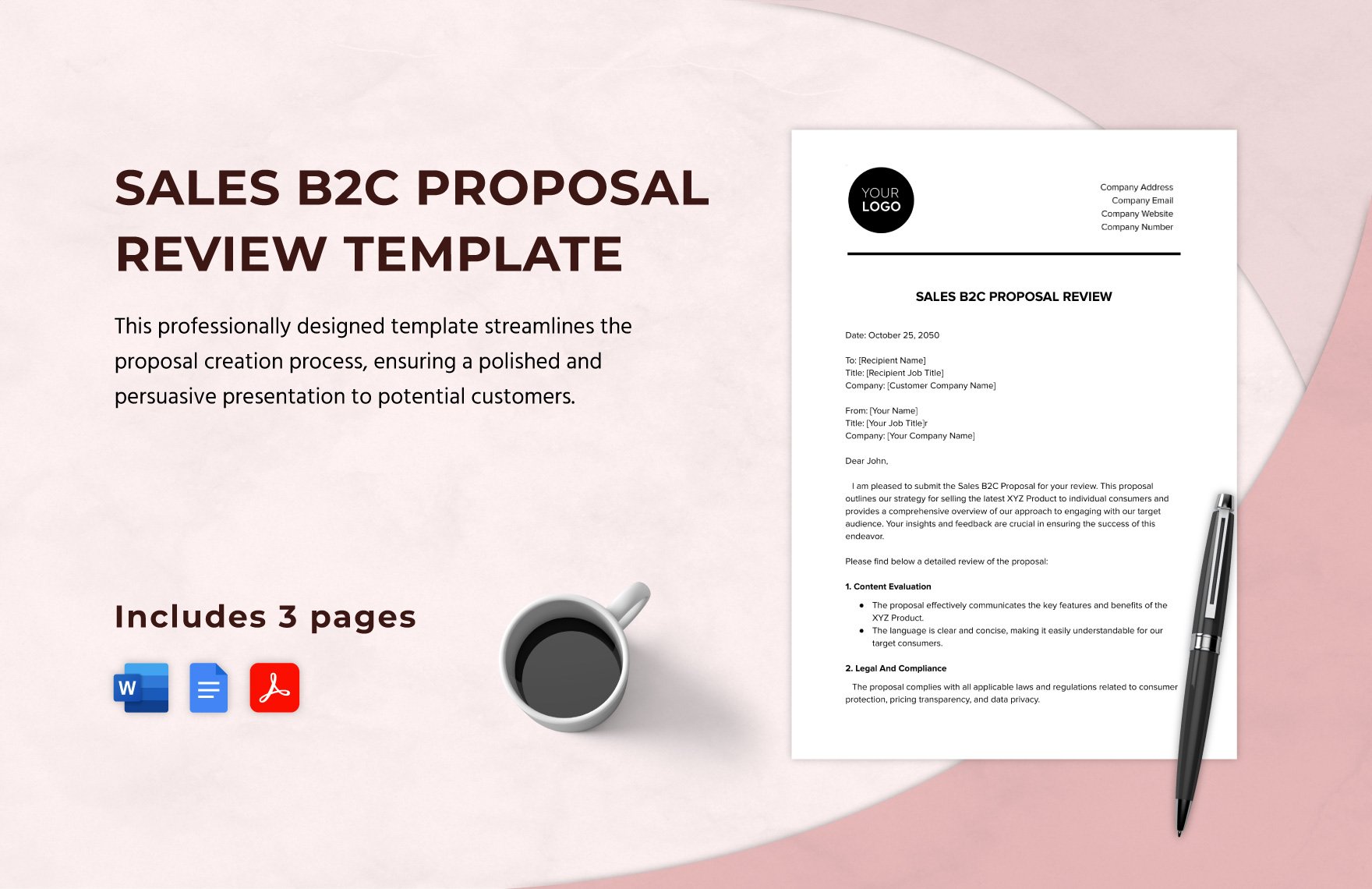 Sales B2C Proposal Review Template in Word, Google Docs, PDF