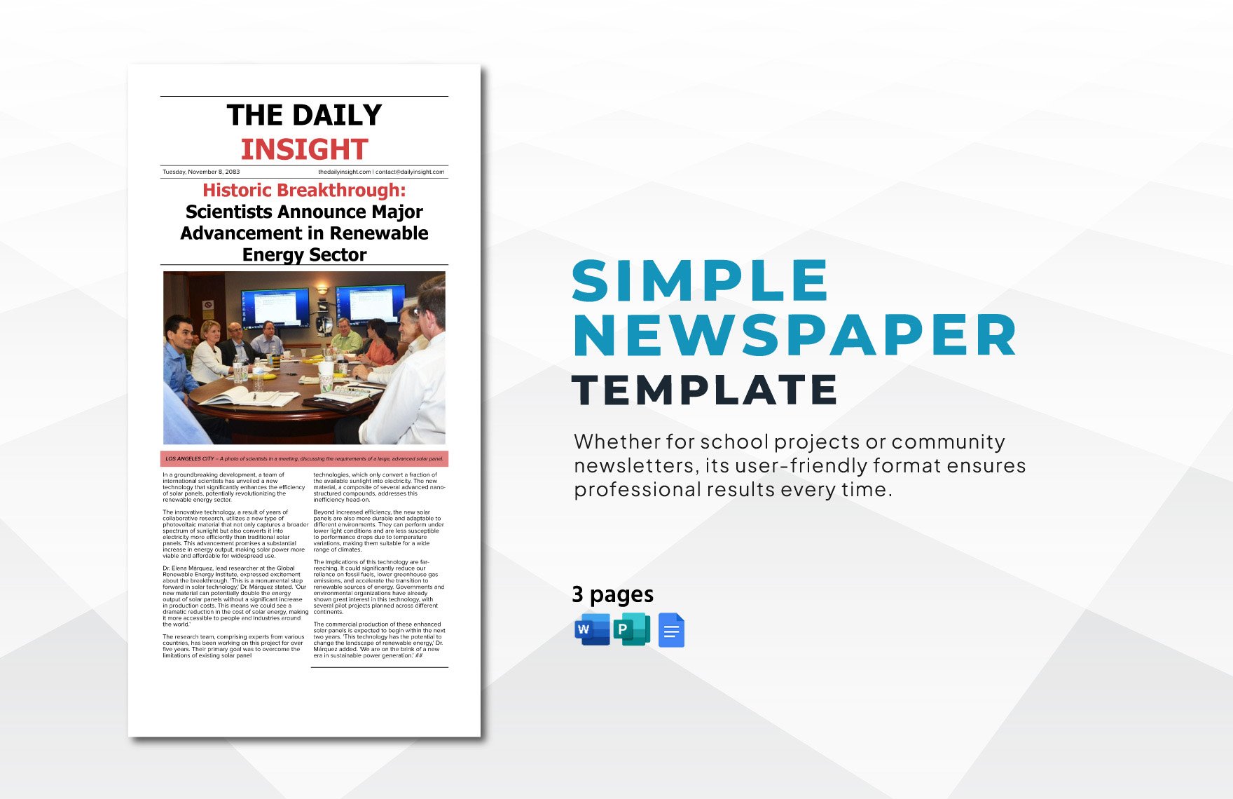 Simple Newspaper Template in Word, Google Docs, Publisher