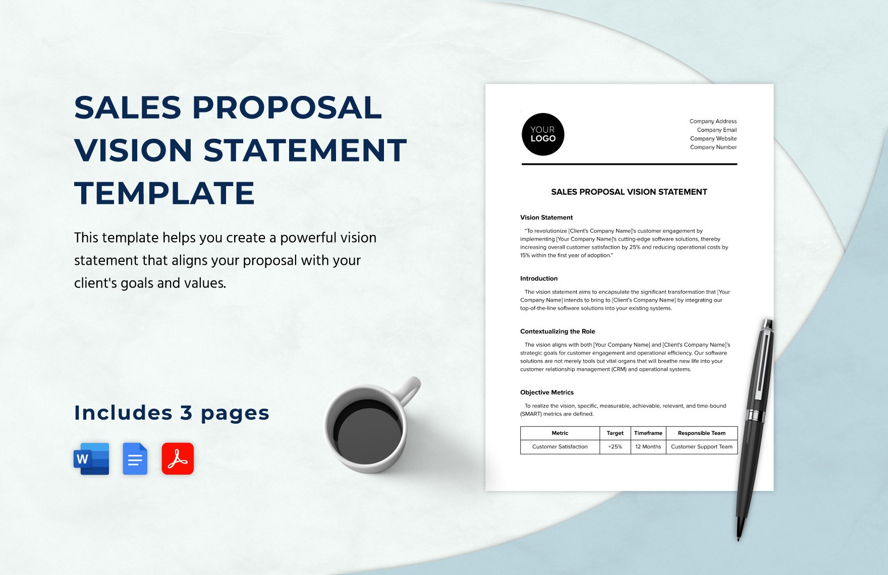 Sales Proposal Vision Statement Template in Word, Google Docs, PDF