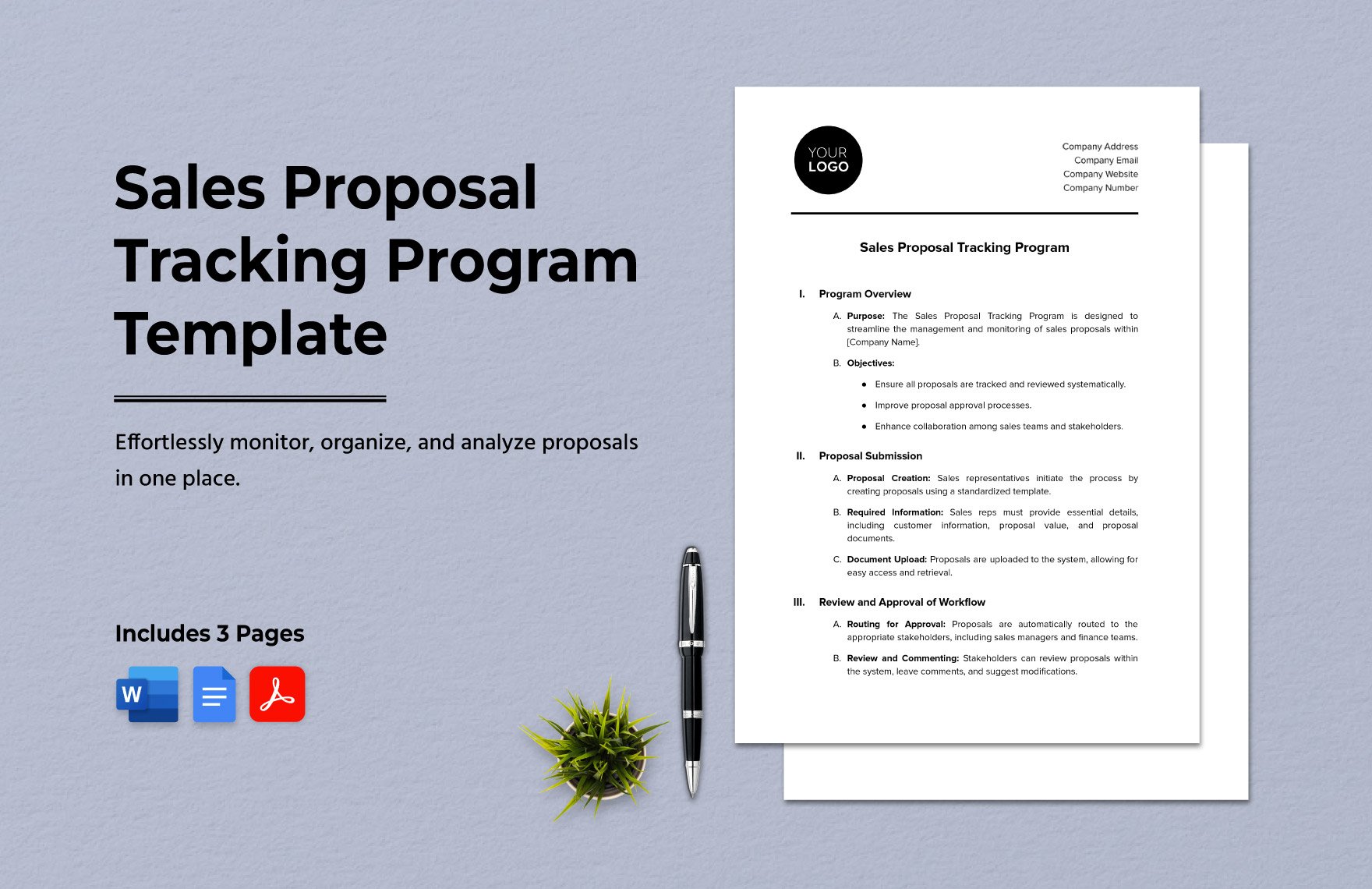 Sales Proposal Tracking Program Template in Word, Google Docs, PDF