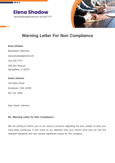 Free Warning Letter For Non Compliance Template to Edit Online