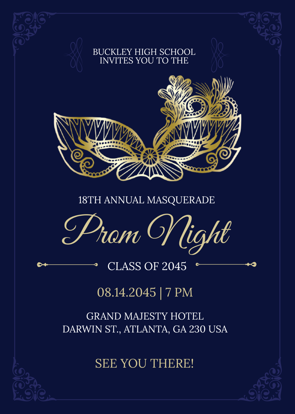 Masquerade Prom Invitation Template