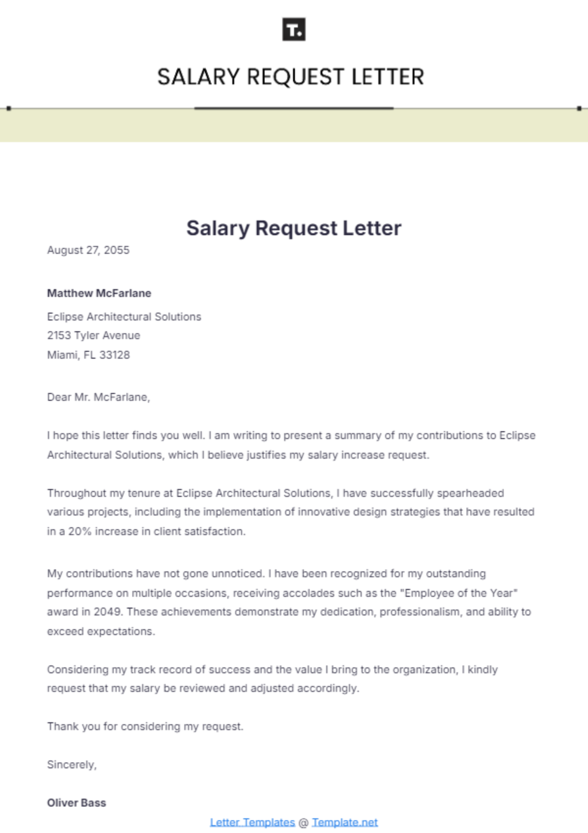 Salary Request Letter Template - Edit Online & Download