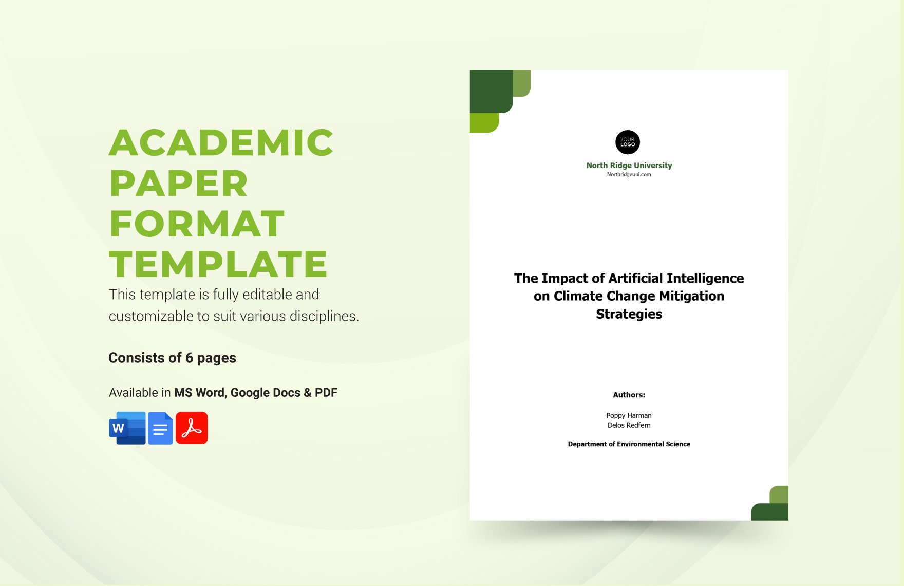Free Academic Paper Format Template in Word, Google Docs, PDF