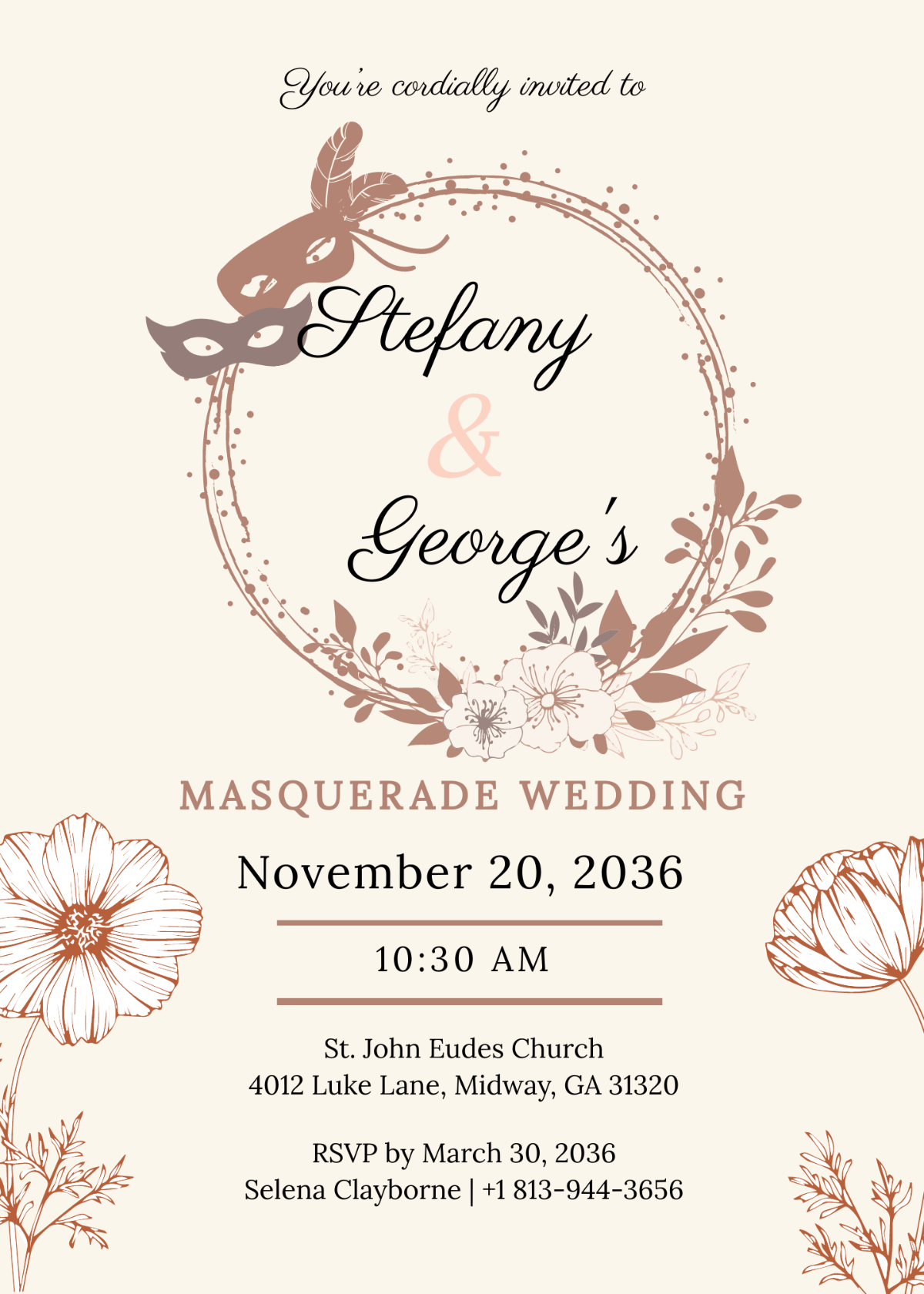 Masquerade Wedding Invitation Template