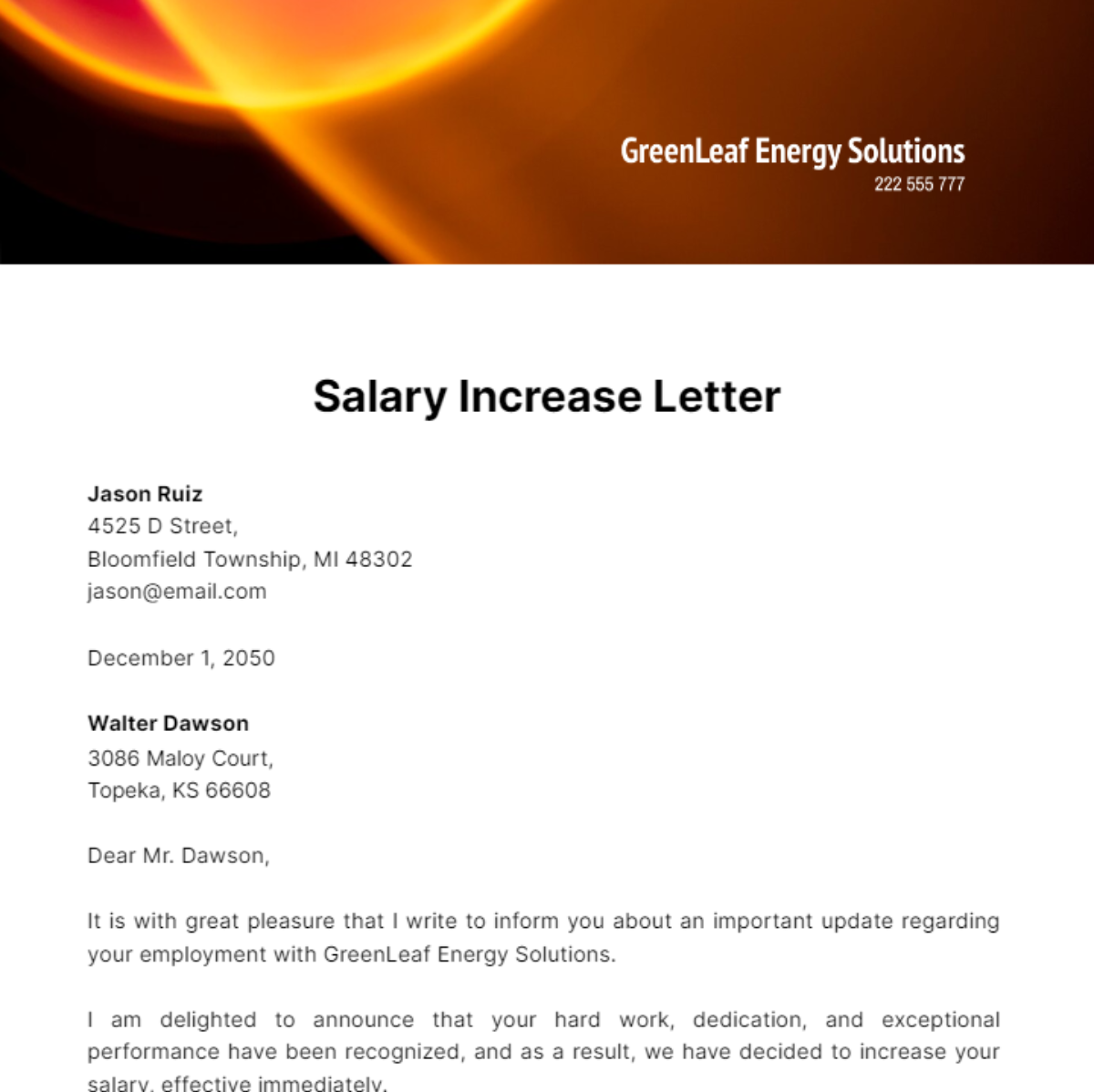 Free Salary Increase Letter Template