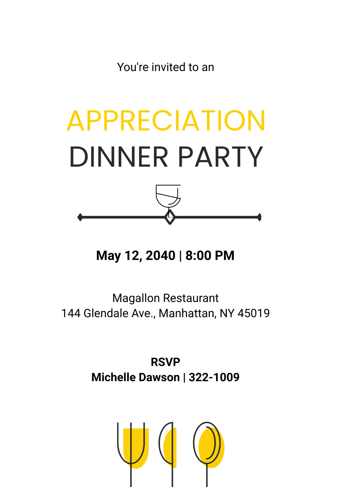 Minimal Appreciation Dinner Invitation Template